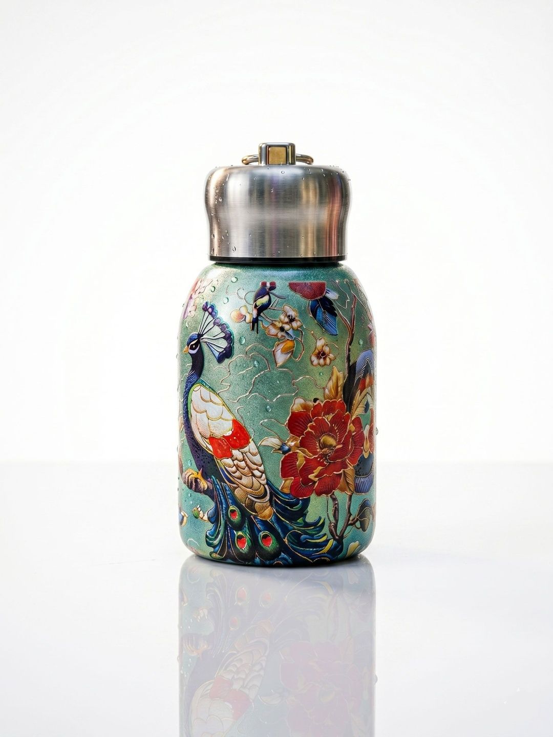 PIXNA Green & Red Single Stainless Steel Floral Double Wall Vacuum Water Bottle-picture-52