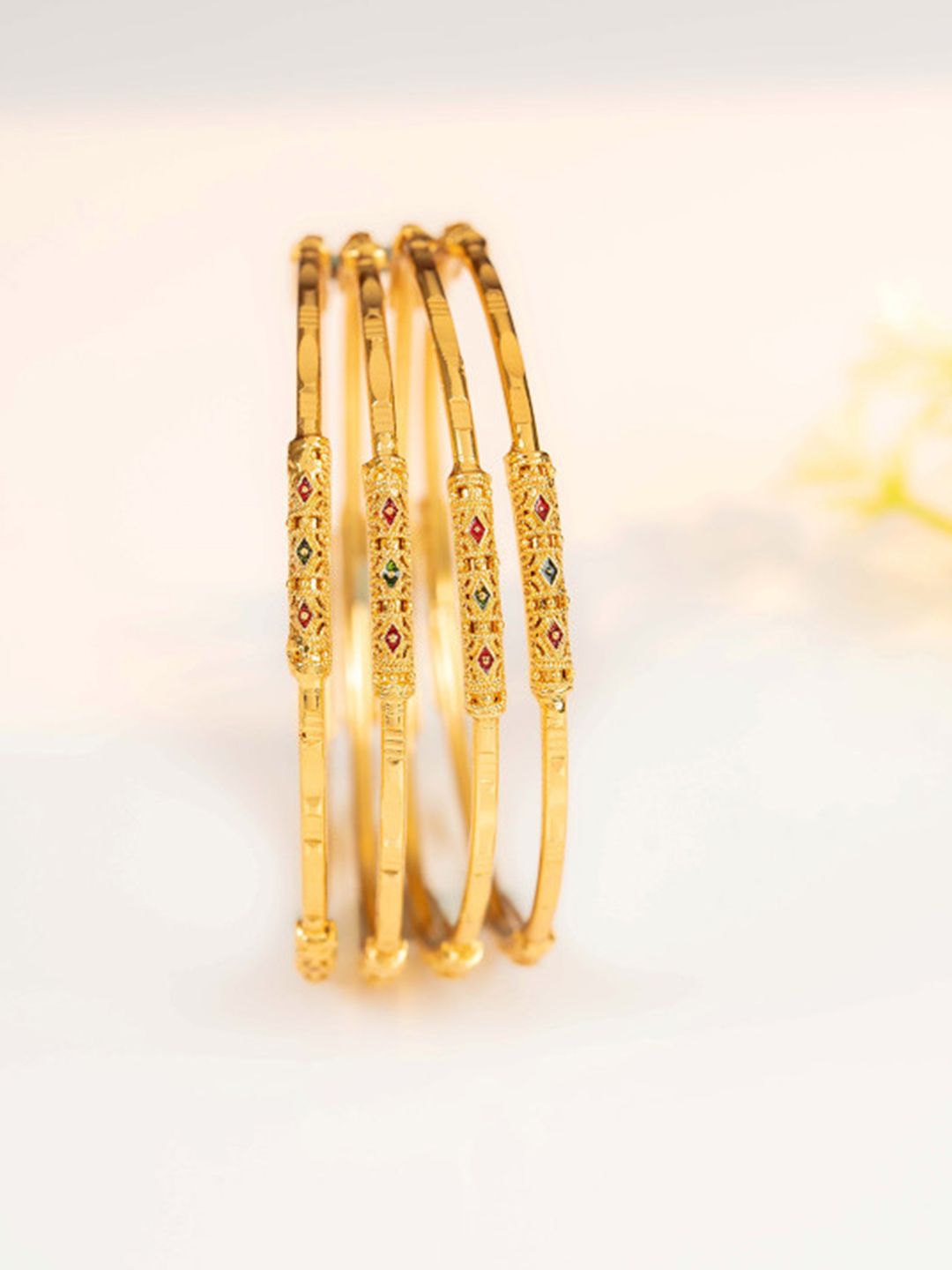 Zeraki Jewels Set of 4 Gold-Plated Bangles-picture-40