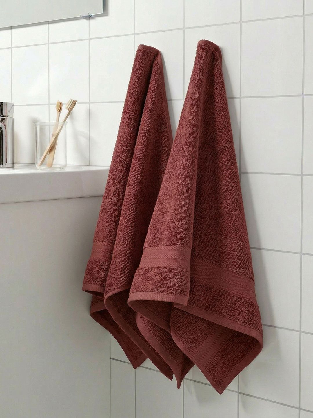 Monte Carlo 2-Pcs Peach Textured Pure Cotton 380 GSM Hand Towels-image-31