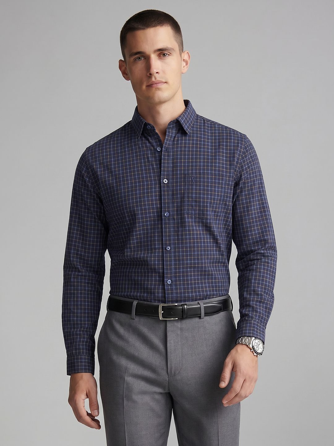 Van Heusen Checked Pure Cotton Formal Shirt-picture-45