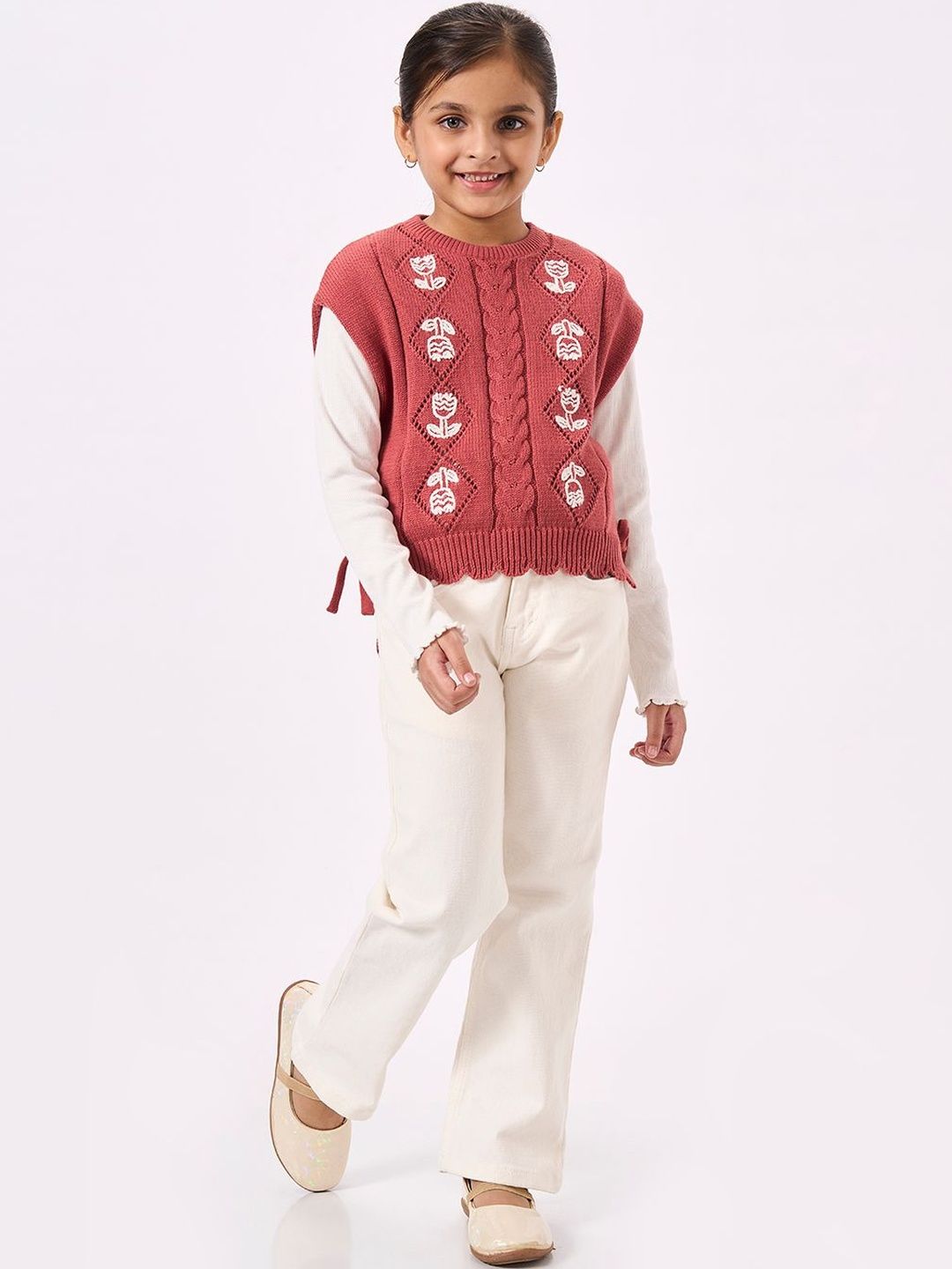 Ed-a-Mamma Girls Embroidered Sweater Vest with Embroidered Detail-picture-23