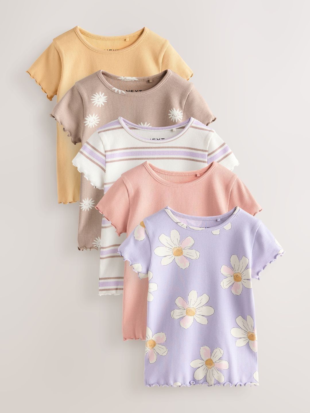 NEXT Girls Pack of 5 Floral Print Flared Sleeve Cotton Blend Top-picture-27