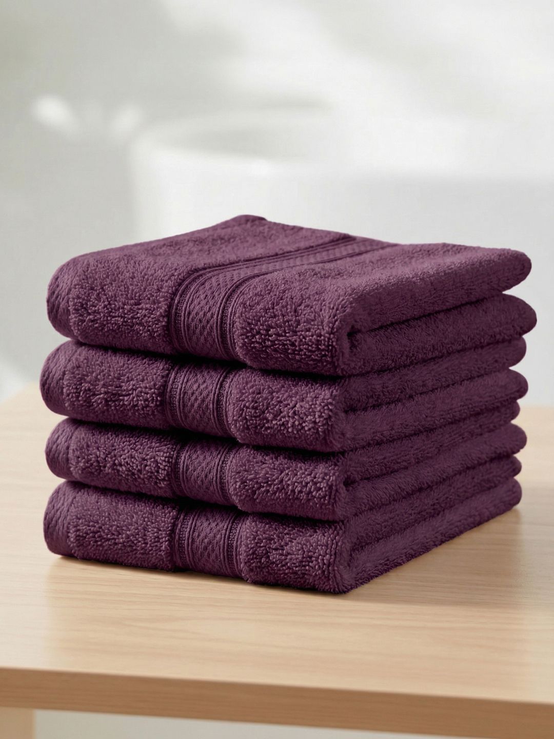 Monte Carlo 4-Pcs Purple Pure Cotton 400 GSM Face Towels-picture-17