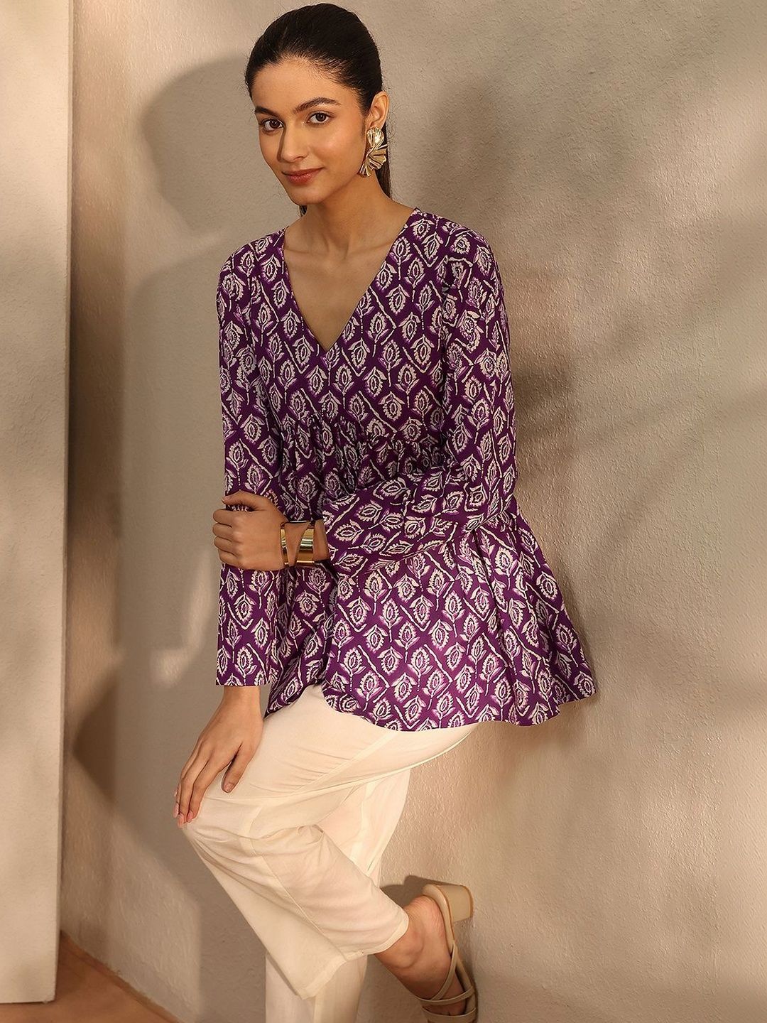 Libas Ethnic Motifs Printed V-Neck Empire Kurti-picture-28