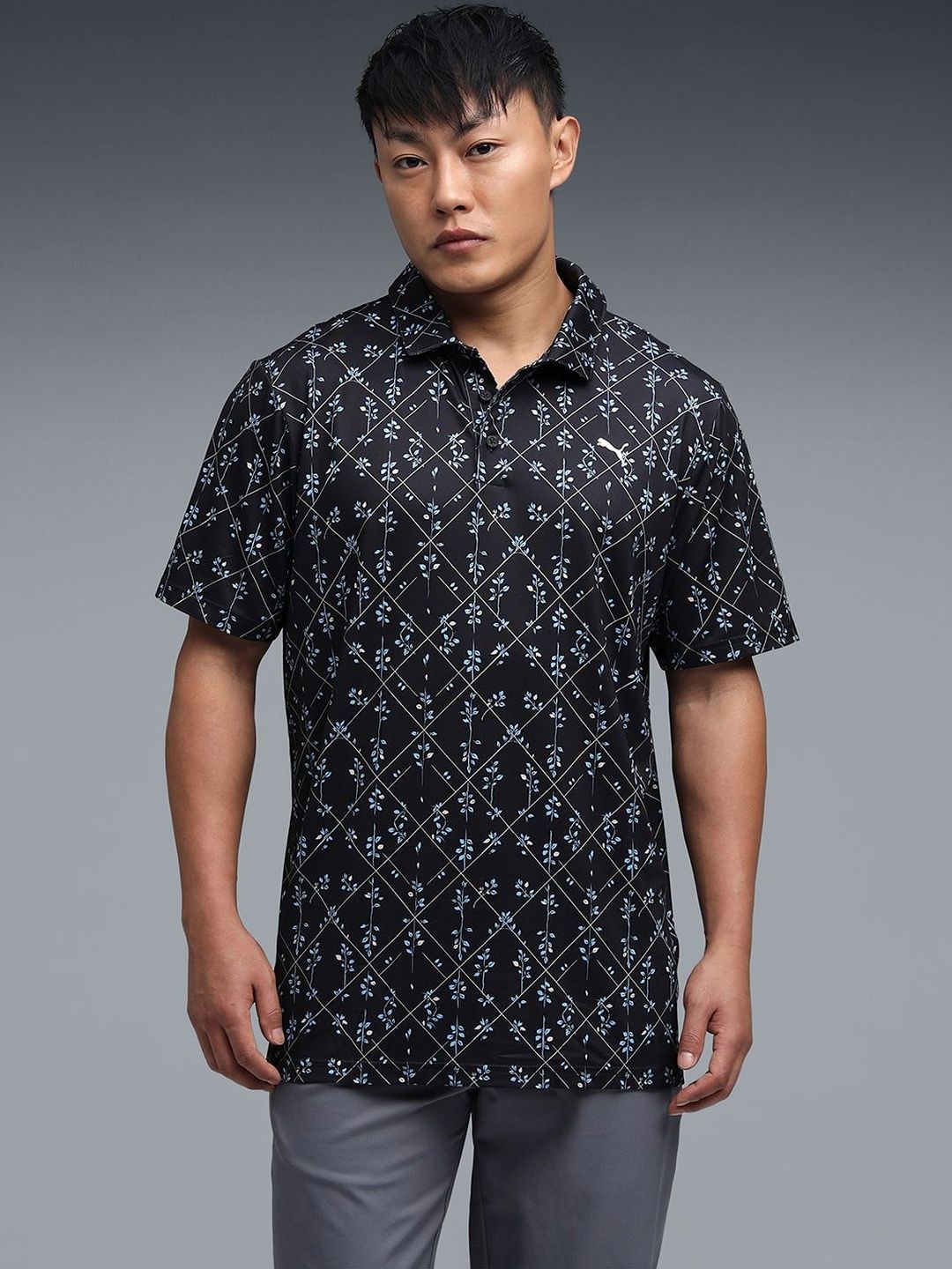 Puma Cloudspun Argyle Men's Bloom Printed Golf Polo T-shirt-image-24