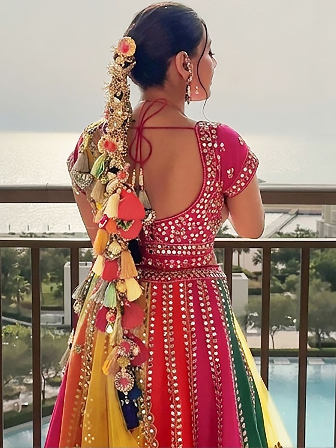 HAIR DRAMA CO. Women Colourful Boho Mirror Tassel Parandi with Ghungroo Charms-image-45