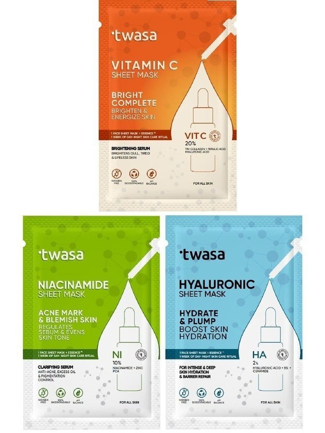 Twasa Set Of 3 Vitamin C, Niacinamide & Hyaluronic Acid Sheet Mask-image-6