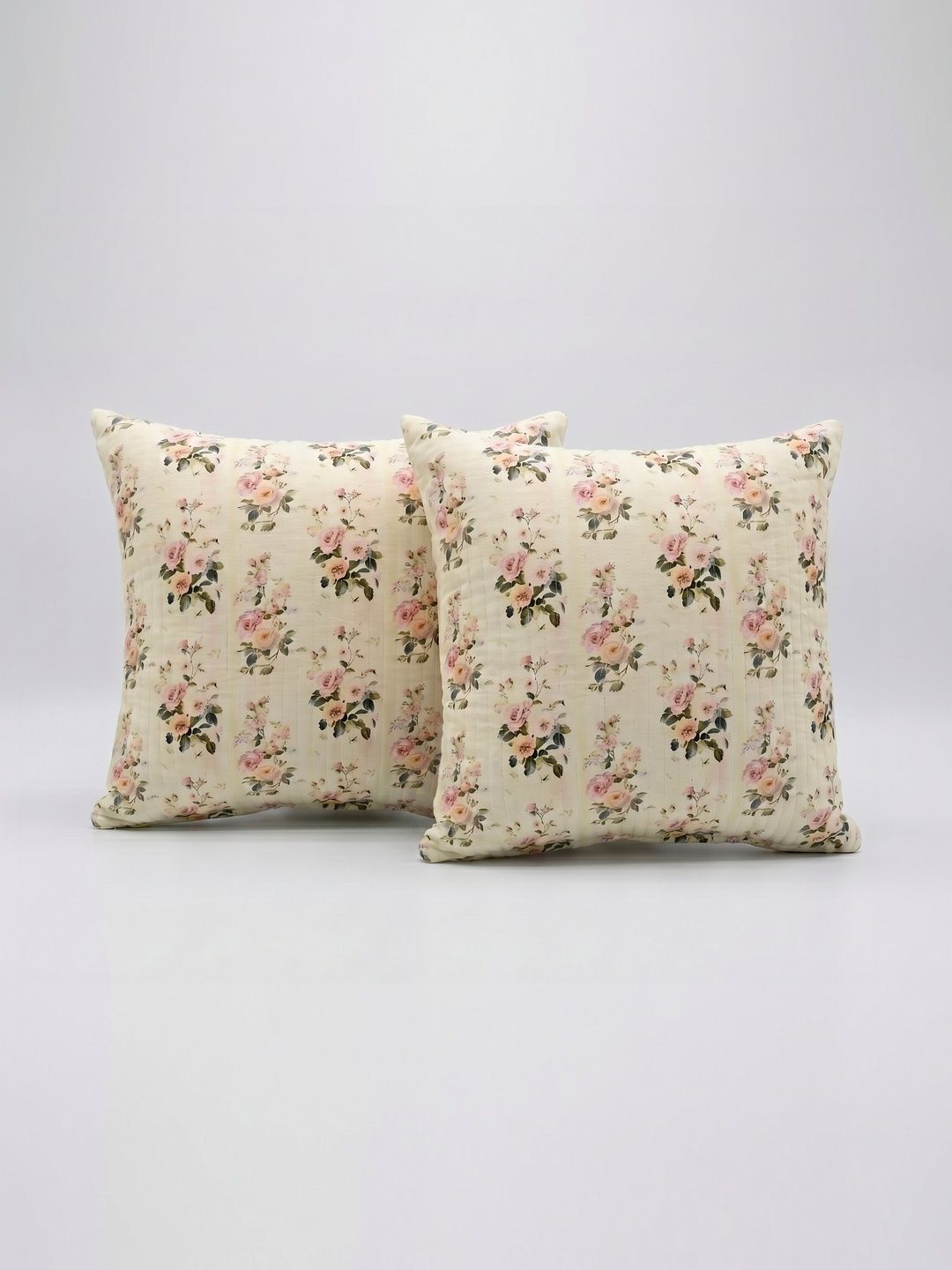 ZENSHA DECOR Cream-Coloured Set of 2 Floral Square Cushion Covers-picture-25