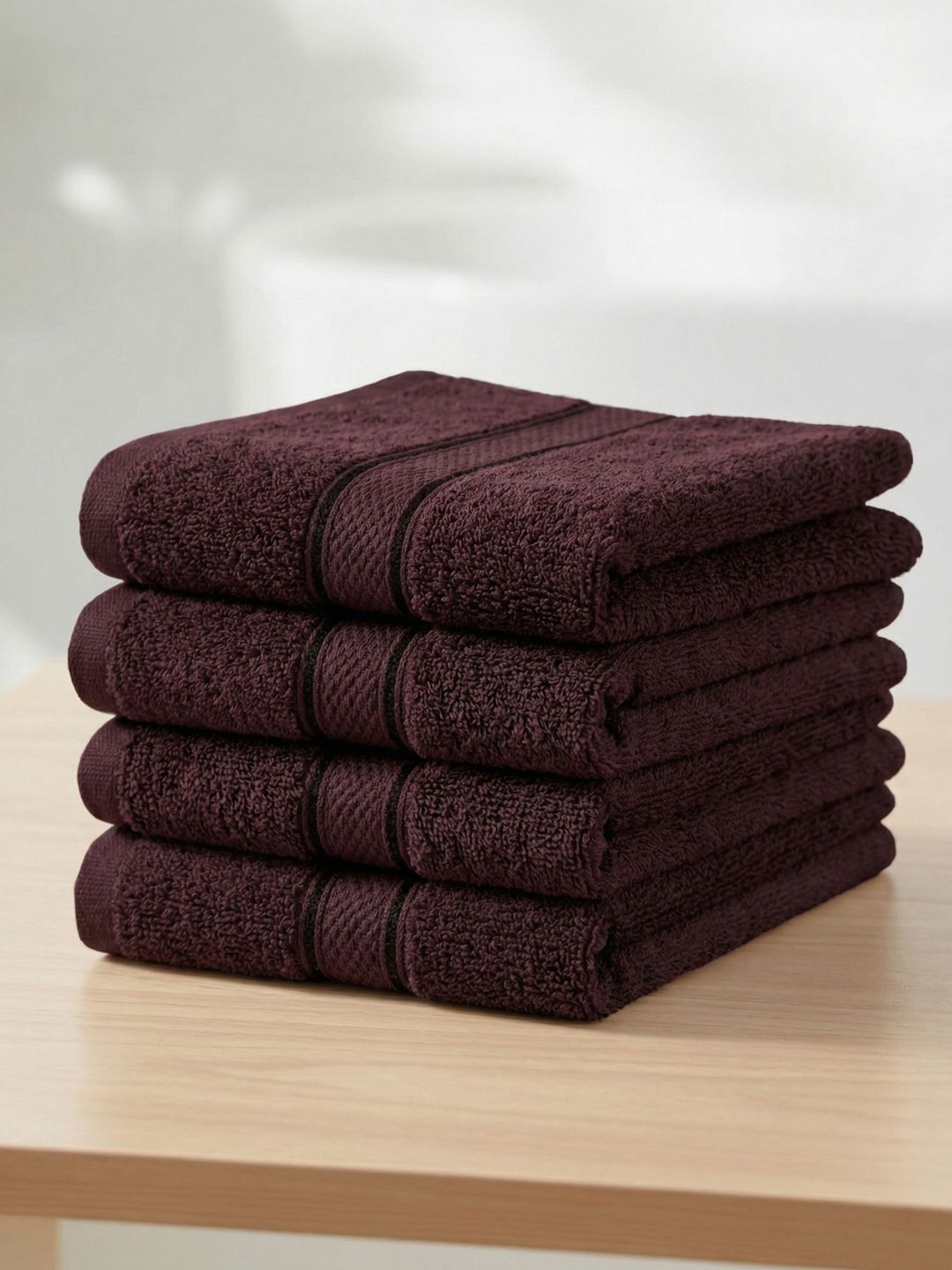 Monte Carlo 4-Pcs Maroon Pure Cotton 400 GSM Face Towels-image-28