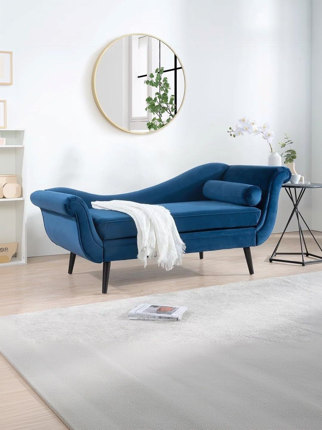 INDIAWOODMART Blue Textured Wooden 3 Seater Sofa-picture-24