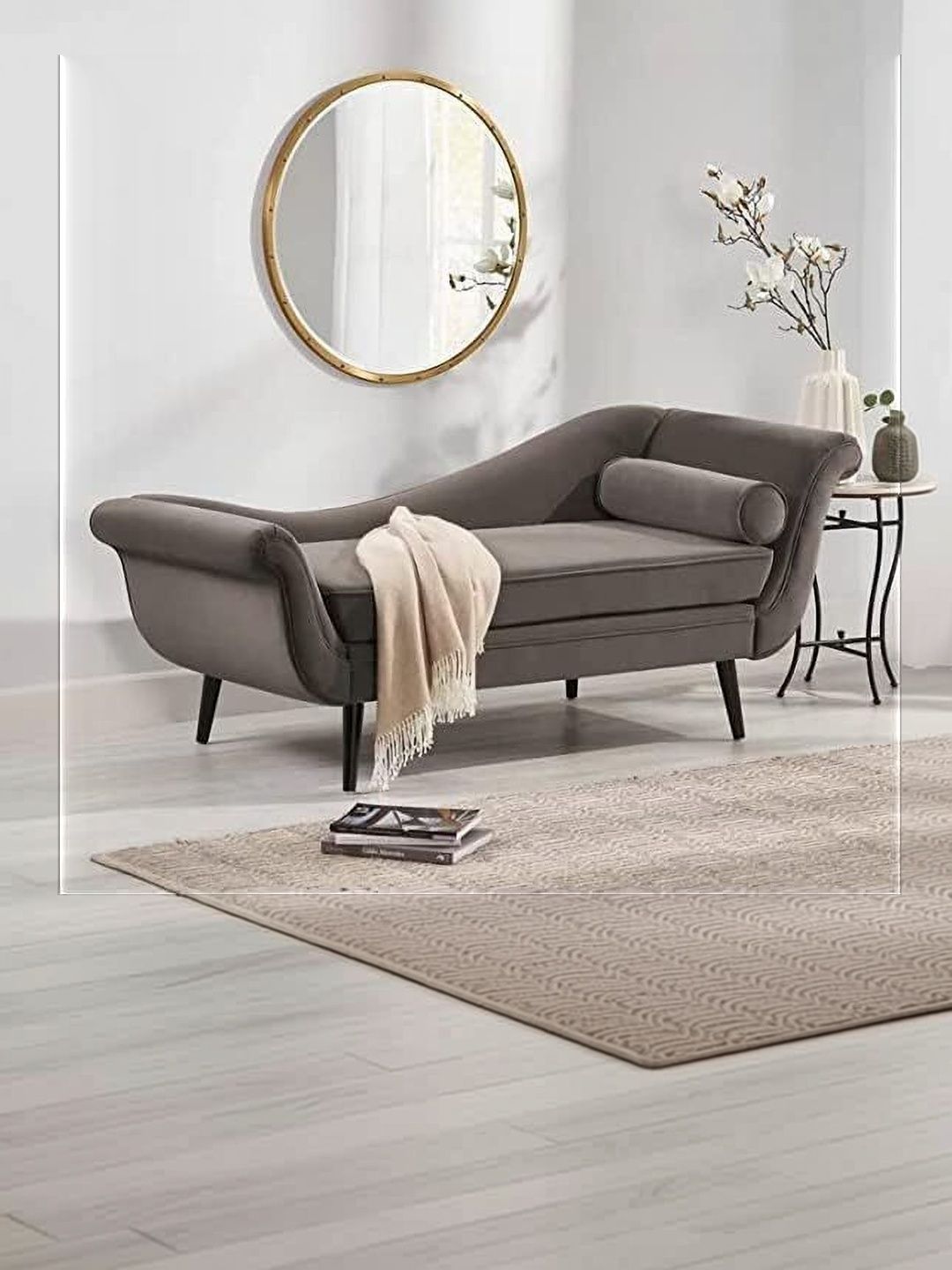 INDIAWOODMART Grey Textured Wooden 2 Seater Sofa-image-28
