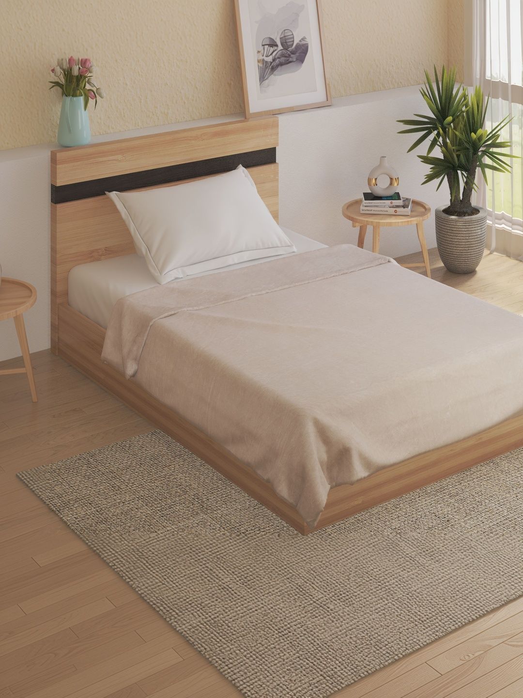 Home Centre Grey & Peach-Coloured Blanket-picture-36