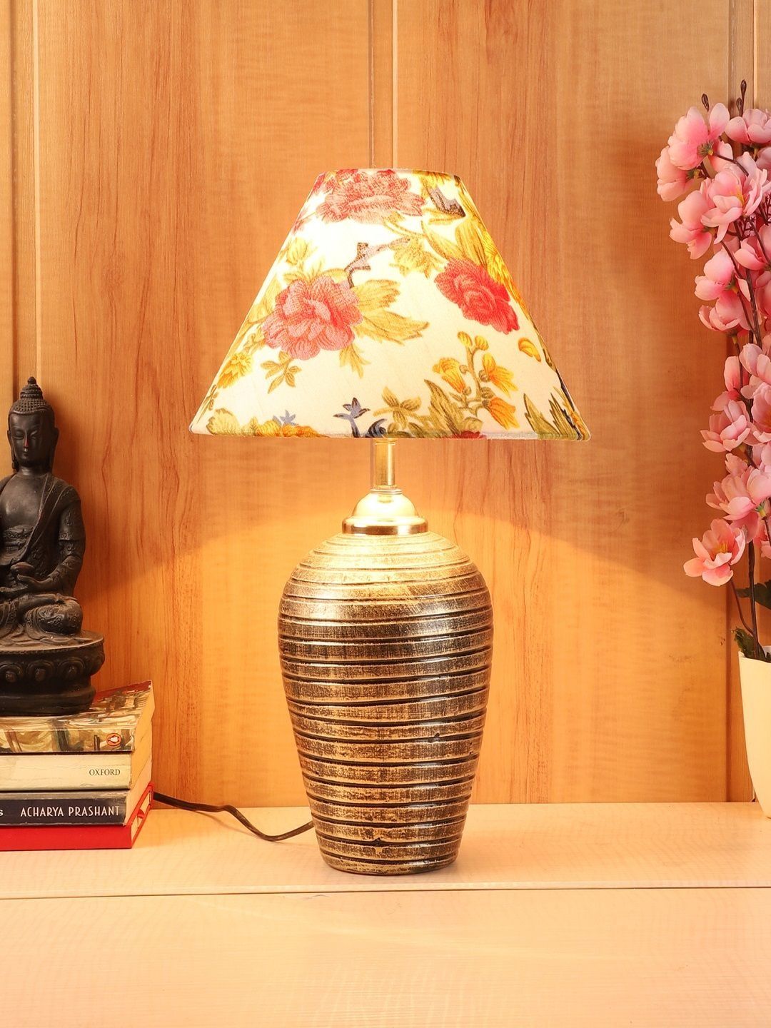 BrightDaisy Multicoloured Printed Terracotta Frusturical Shaped Table Lamp-image-47