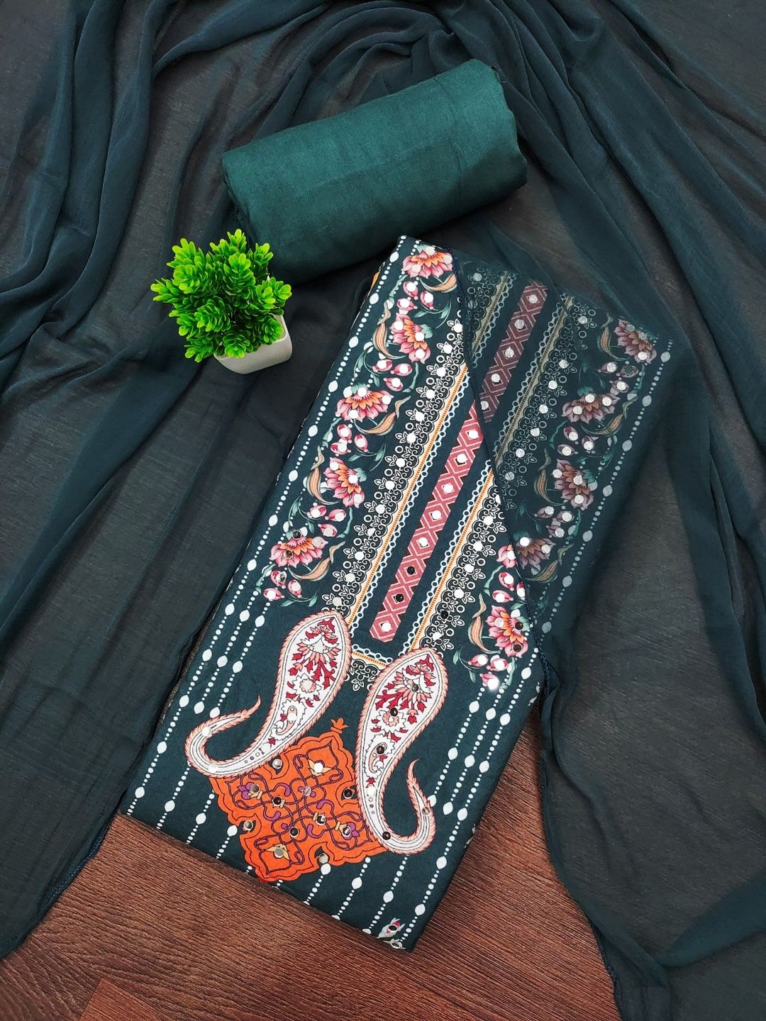 Rangtulika Ethnics Printed Viscose Rayon Unstitched Dress Material-image-28