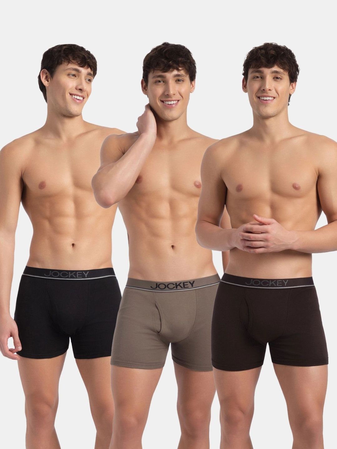 Jockey Pack of 3 Cotton Solid Trunks-picture-34