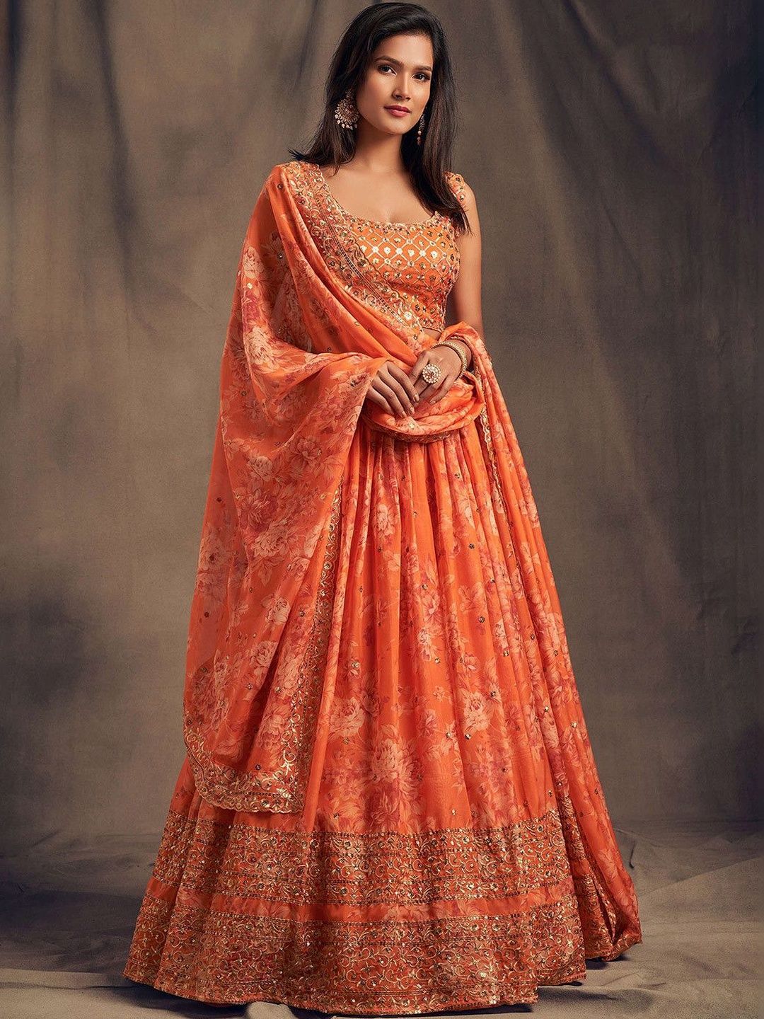 KRYSAL Embellished Sequinned Semi-Stitched Lehenga & Blouse With Dupatta-picture-6