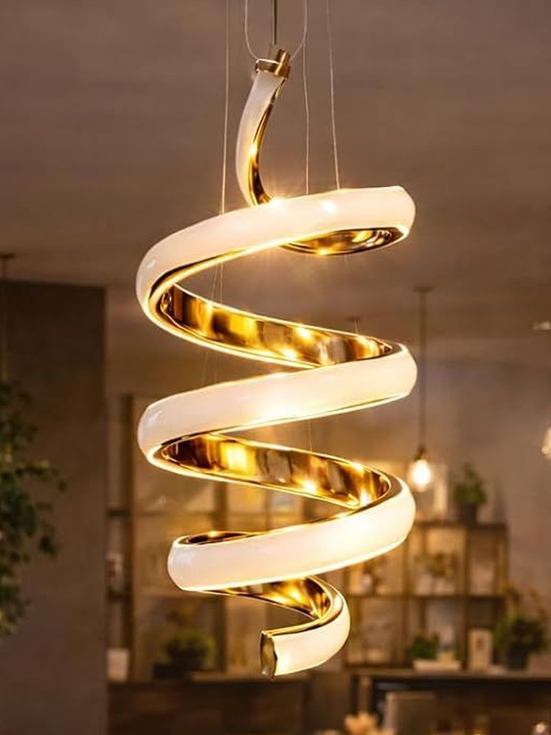 OJIT LIGHT DECORATION Gold-Toned & White Contemporary Ceiling Lamp-picture-26