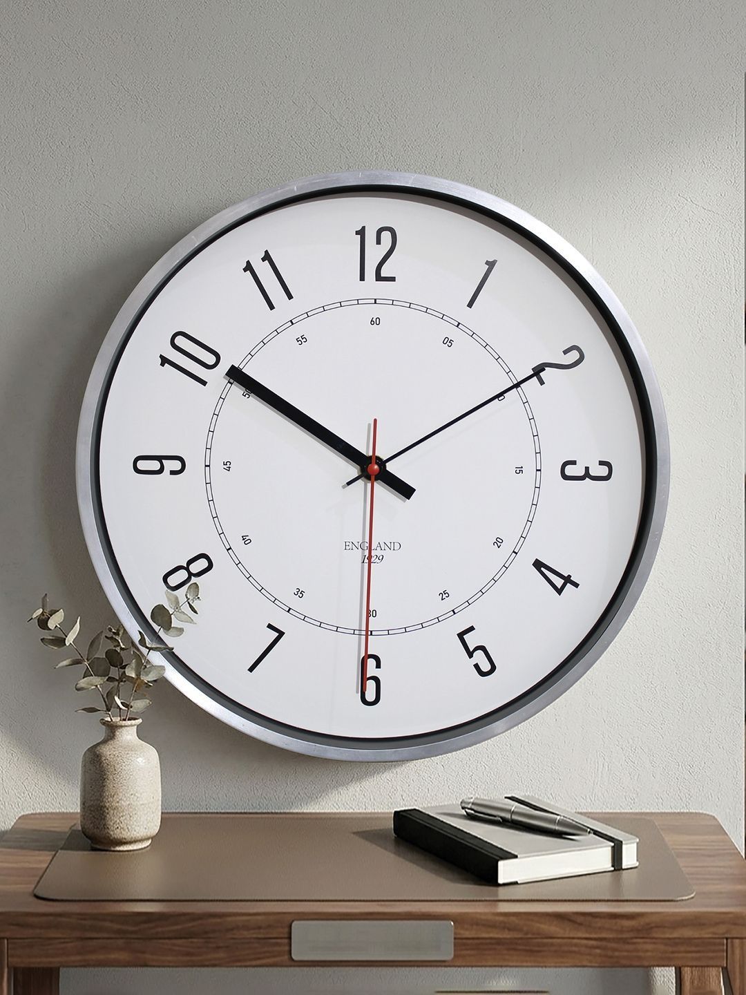 RANDOM Silver-Toned & White Wall Clock-image-49
