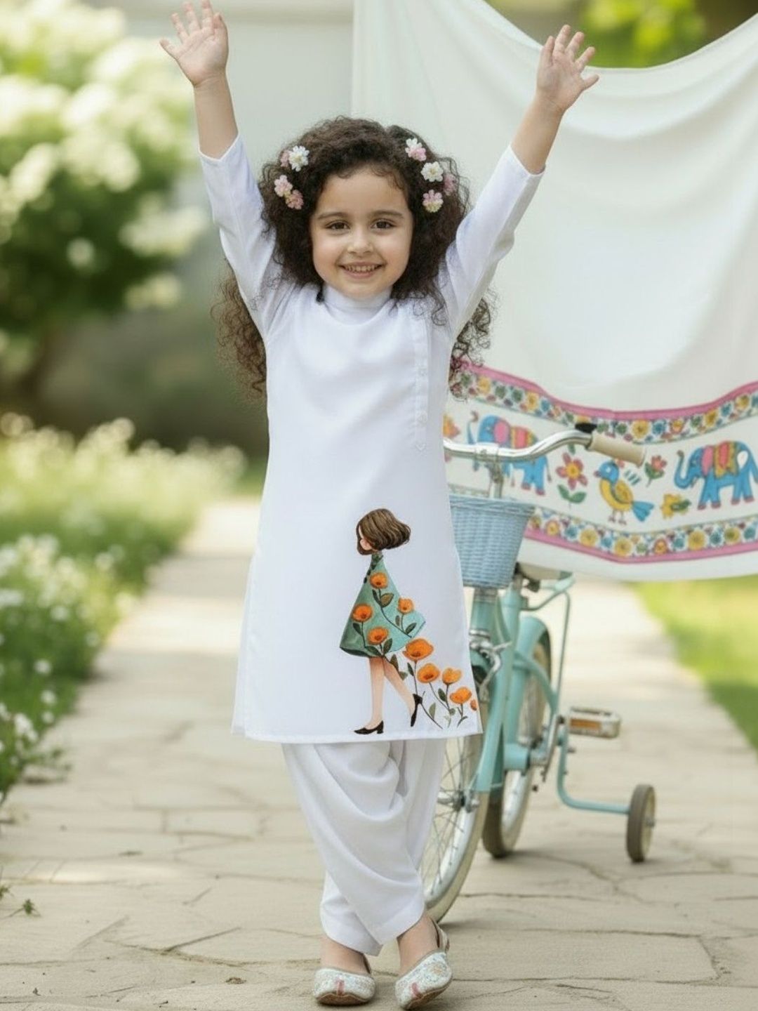 DEVOILER Girls Floral Printed Regular Kurta with Patiala-picture-28