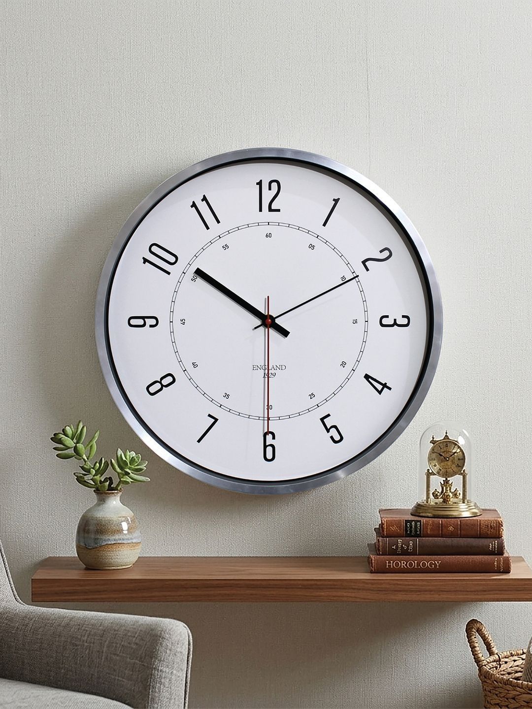 RANDOM Silver-Toned & White Wall Clock-image-37