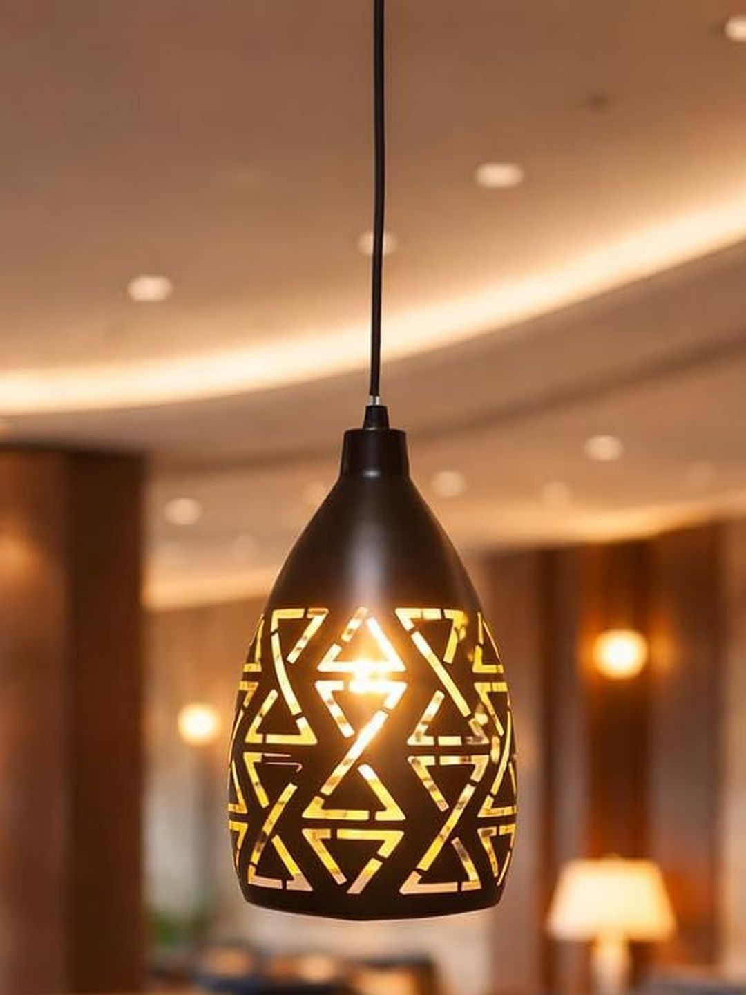 OJIT LIGHT DECORATION Black & Black Textured Contemporary Ceiling Lamp-picture-52