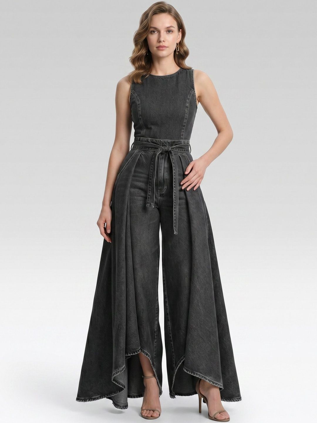 bebe Round Neck Sleeveless Basic Jumpsuit-picture-40