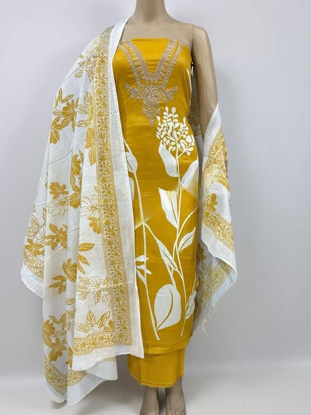 SILKORA Embroidered Pure Cotton Unstitched Dress Material-picture-12
