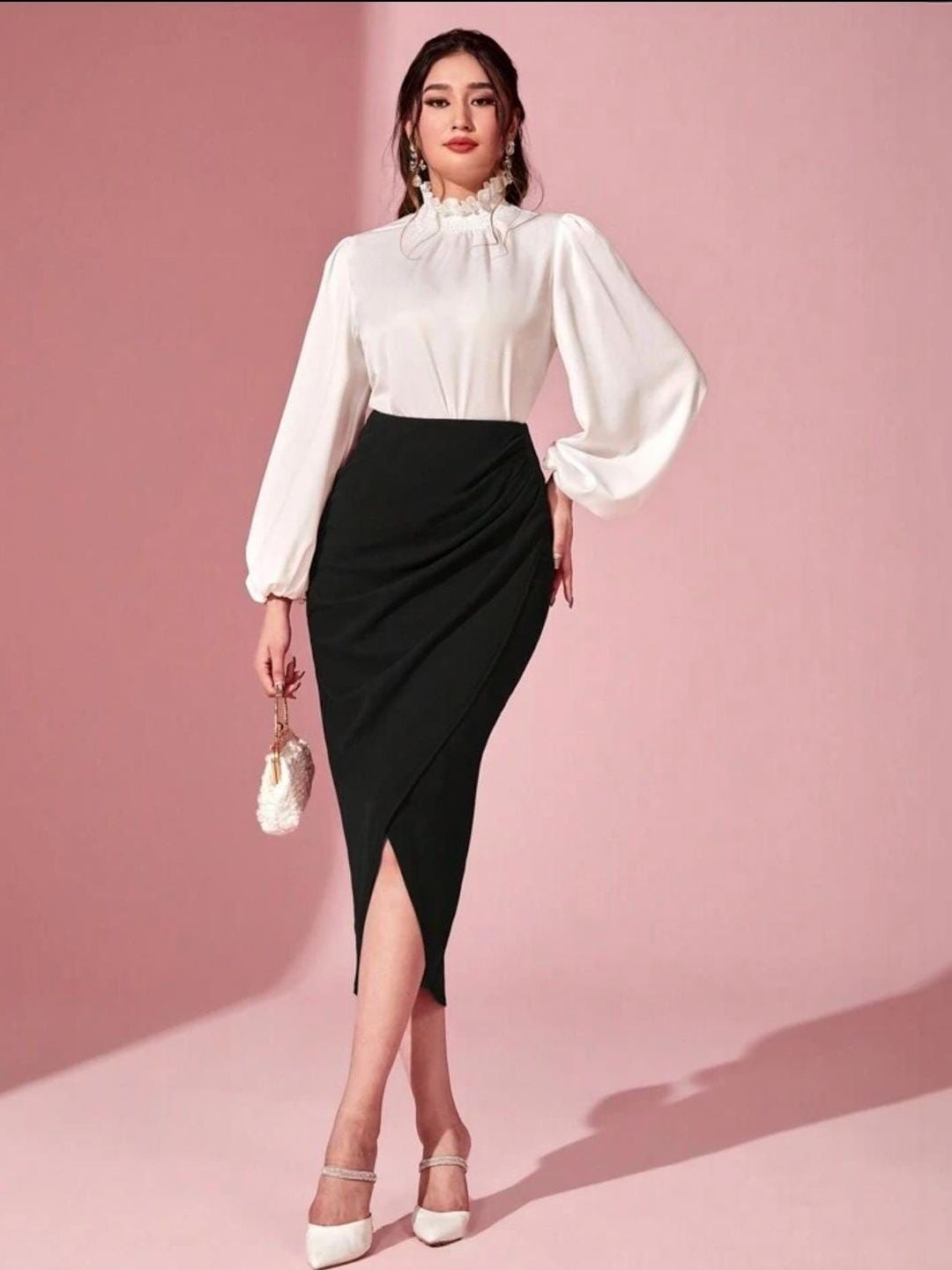 JINJIN FASHION Women Draped Front Slit Midi Wrap Skirt-picture-38