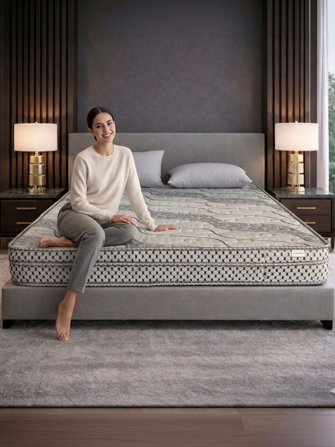 COZY CUB Grey Printed Sag Resistant High Density Foam Side Sleepers Single Mattress-image-25