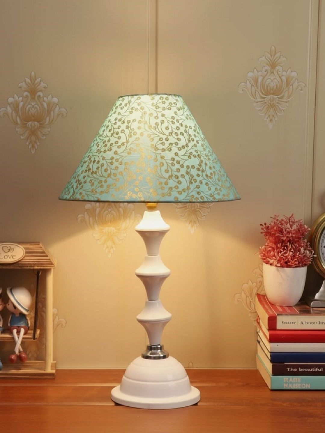 BrightDaisy Green Printed Metal Frusturical Shaped Table Lamp-image-27