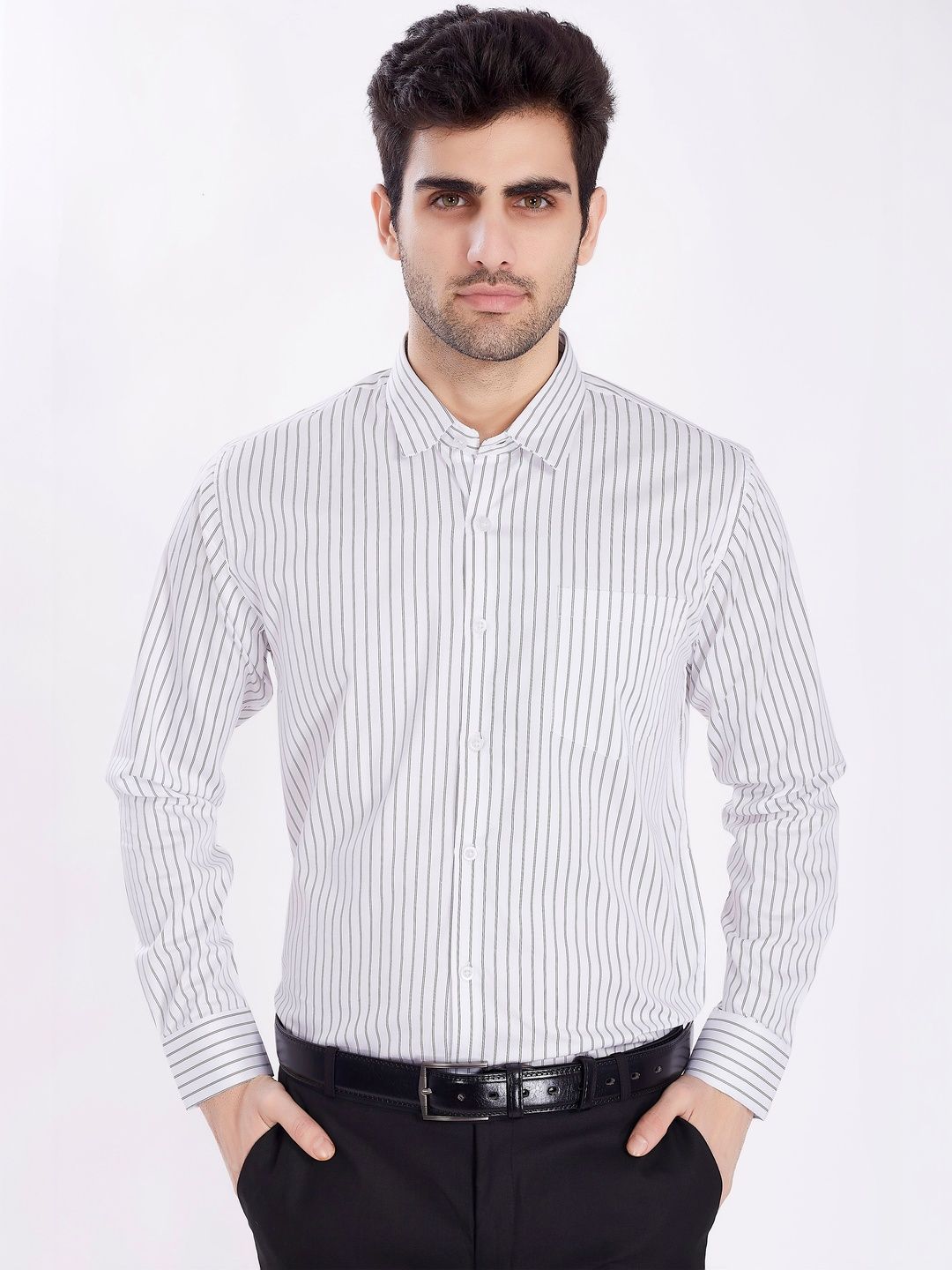 Mast & Harbour Men Slim Fit Striped Formal Shirt-picture-37