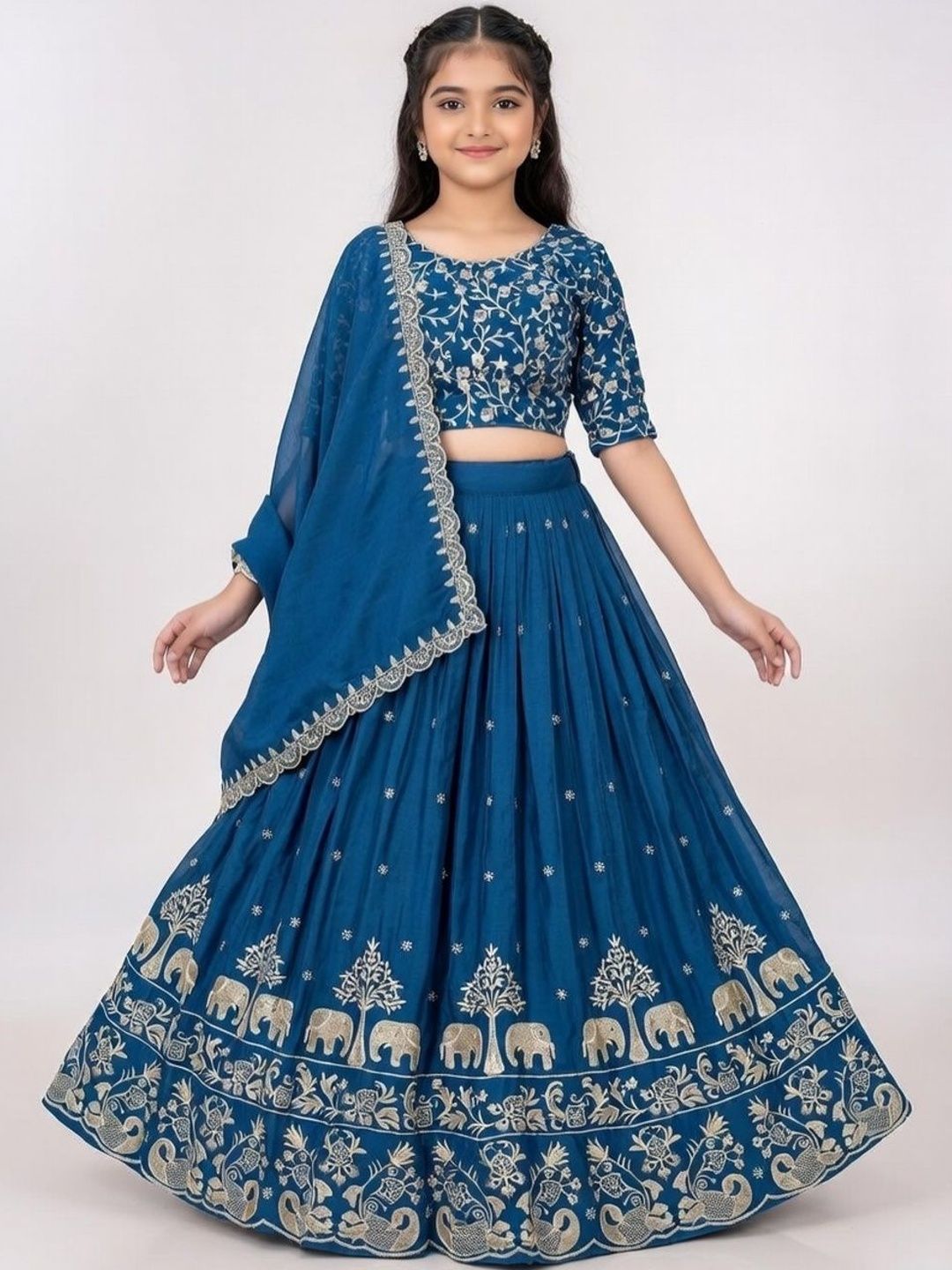 Closin Girls Embroidered Thread Work Ready to Wear Lehenga & Blouse With Dupatta-picture-50