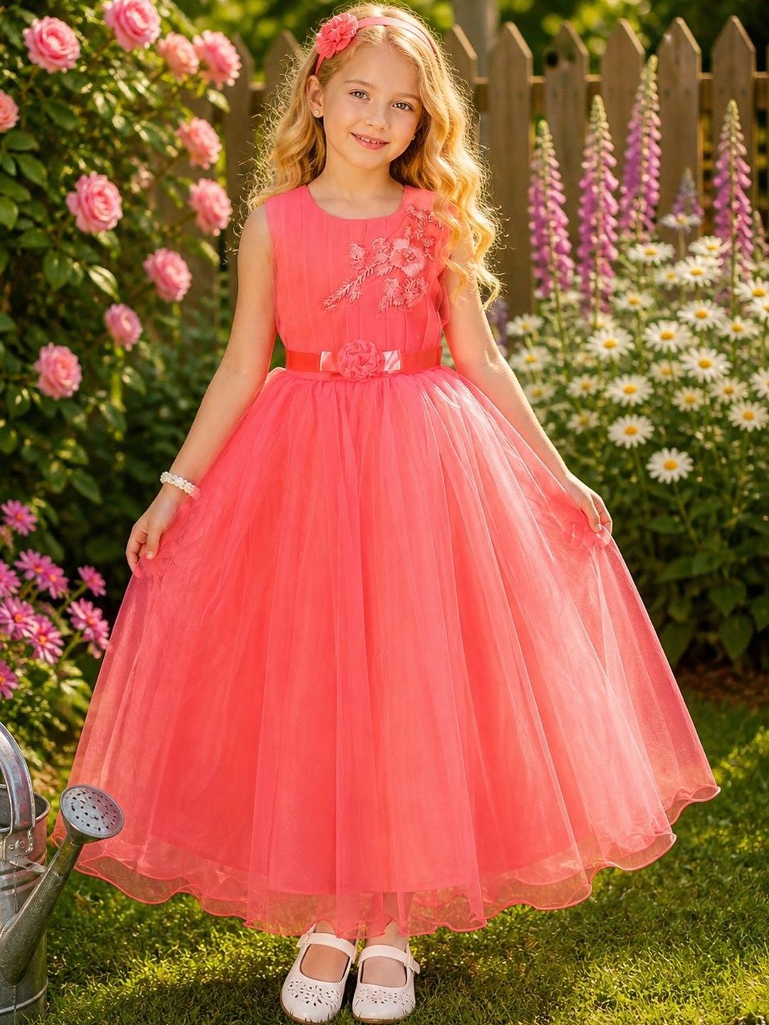 Dripteen Floral Embroidered Net Fit & Flare Midi Dress-picture-36