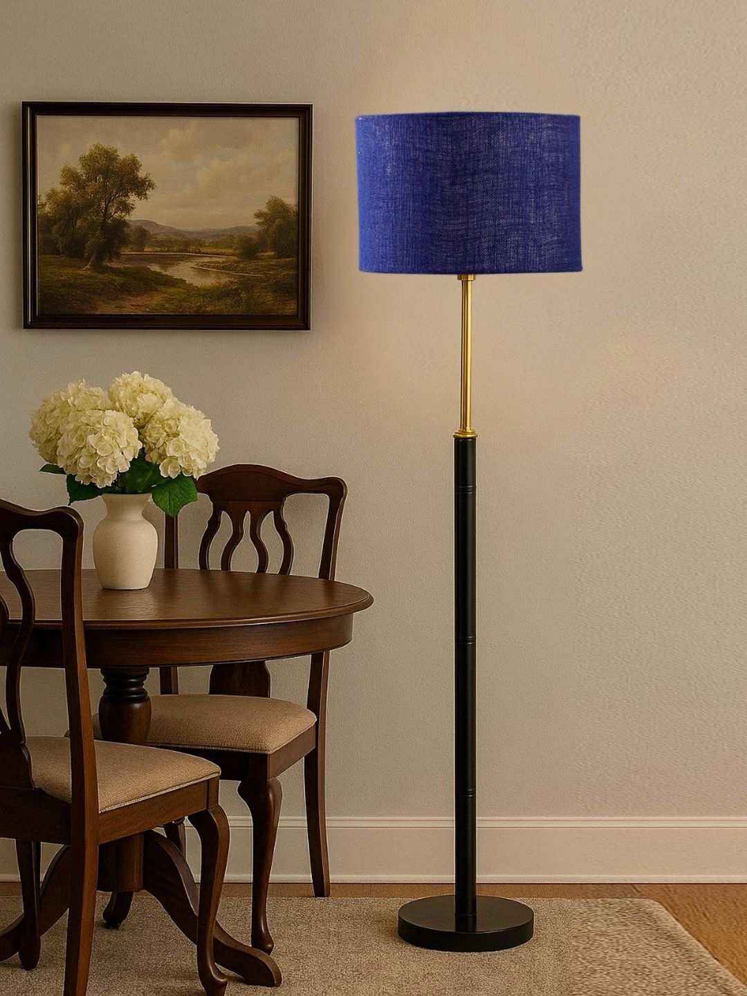 Myntra Elegant Homes Blue & Black Wooden Tripod Floor Lamp-picture-22
