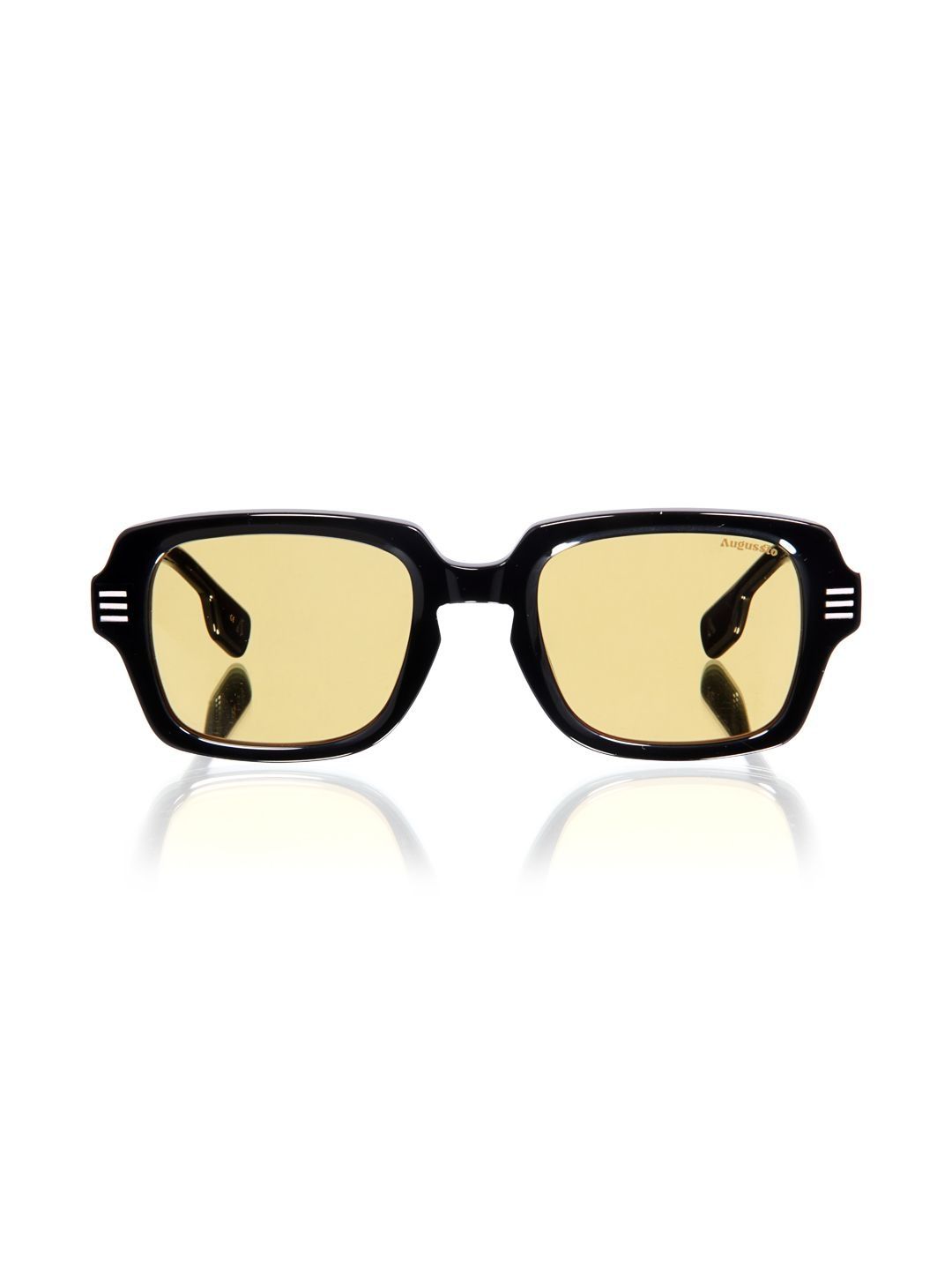 Augussto Unisex Yellow Lens & Black Rectangle Sunglasses with-picture-23
