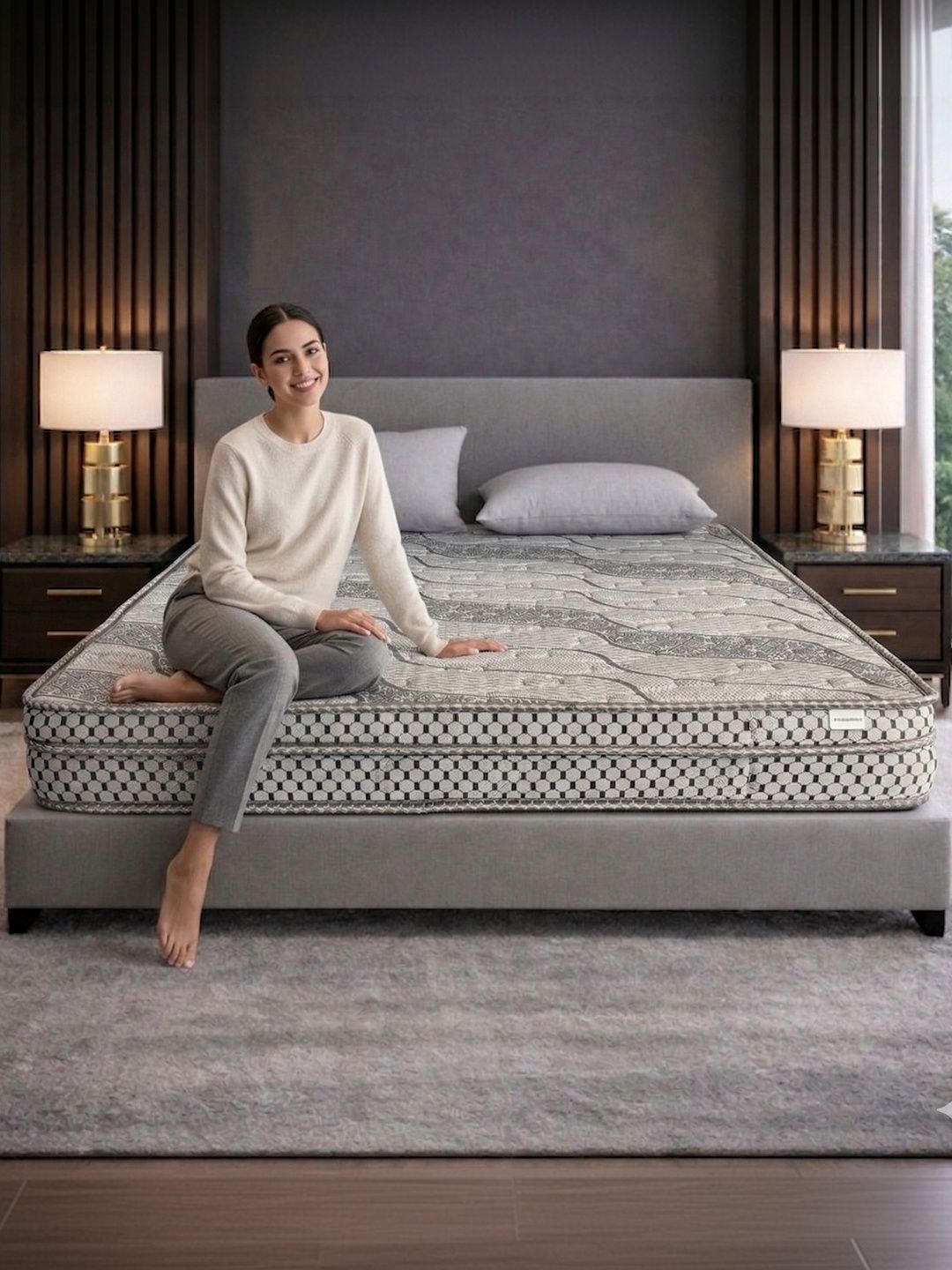 COZY CUB Grey Printed Sag Resistant High Density Foam Side Sleepers Single Mattress-image-46