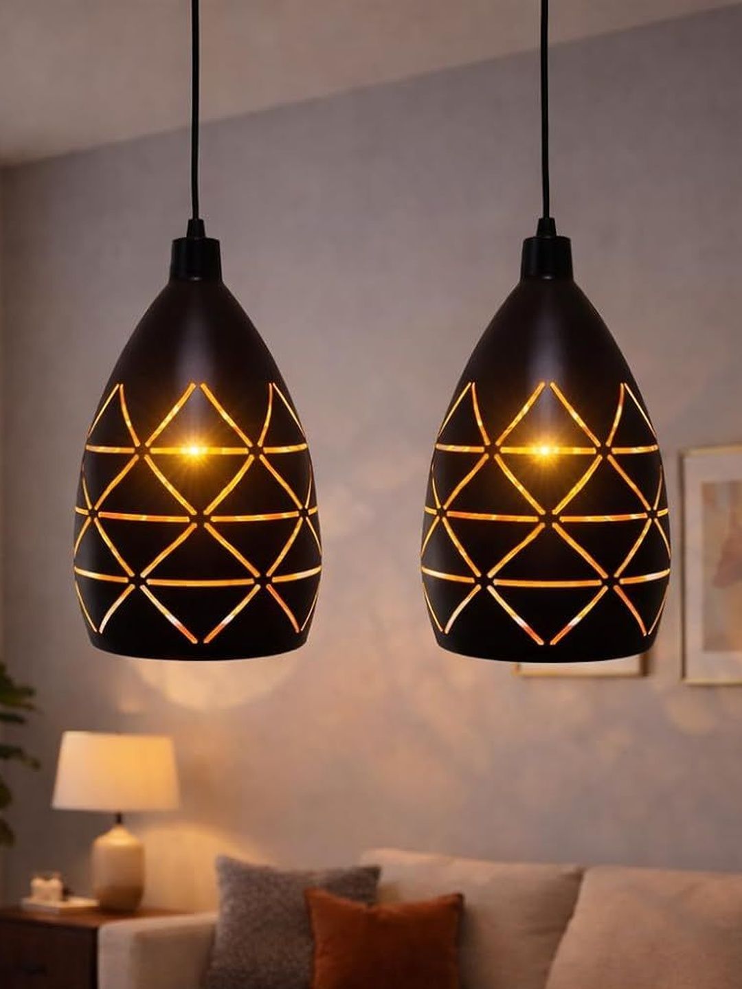 OJIT LIGHT DECORATION Black & Black Textured Contemporary Ceiling Lamp-image-21