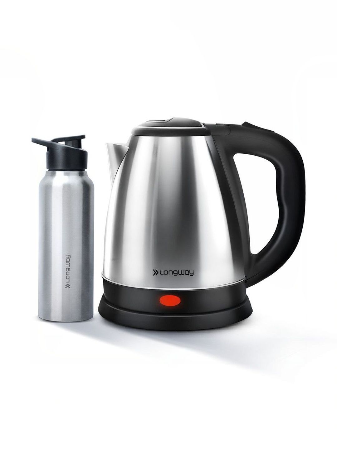Longway Kestro Grey & Black 1500W Electric Kettle With Water Bottle - 2 L