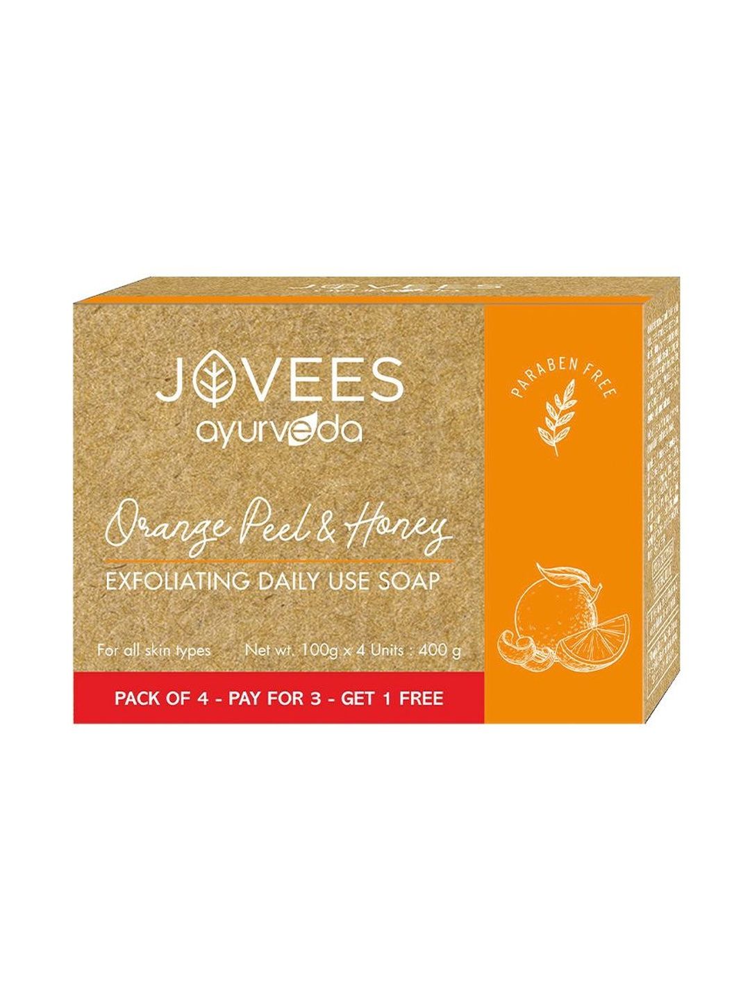 Jovees Set Of 4 Orange Peel & Honey Exfoliating Daily Use Soap -100 g Each-picture-23