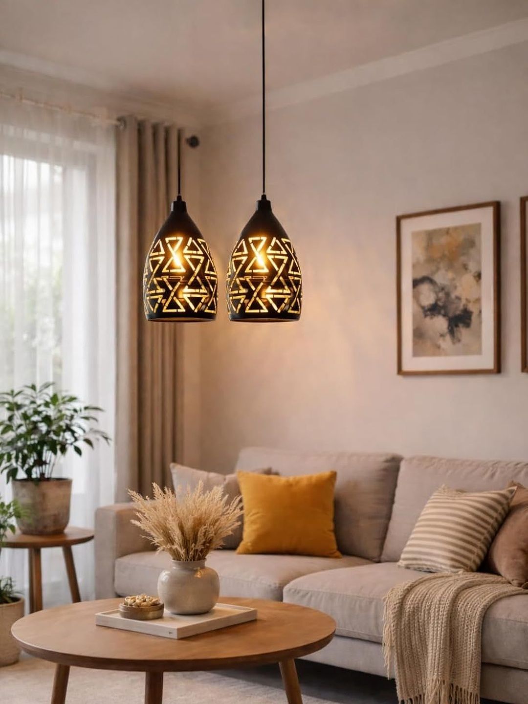 OJIT LIGHT DECORATION Black & Black Textured Contemporary Ceiling Lamp-picture-18