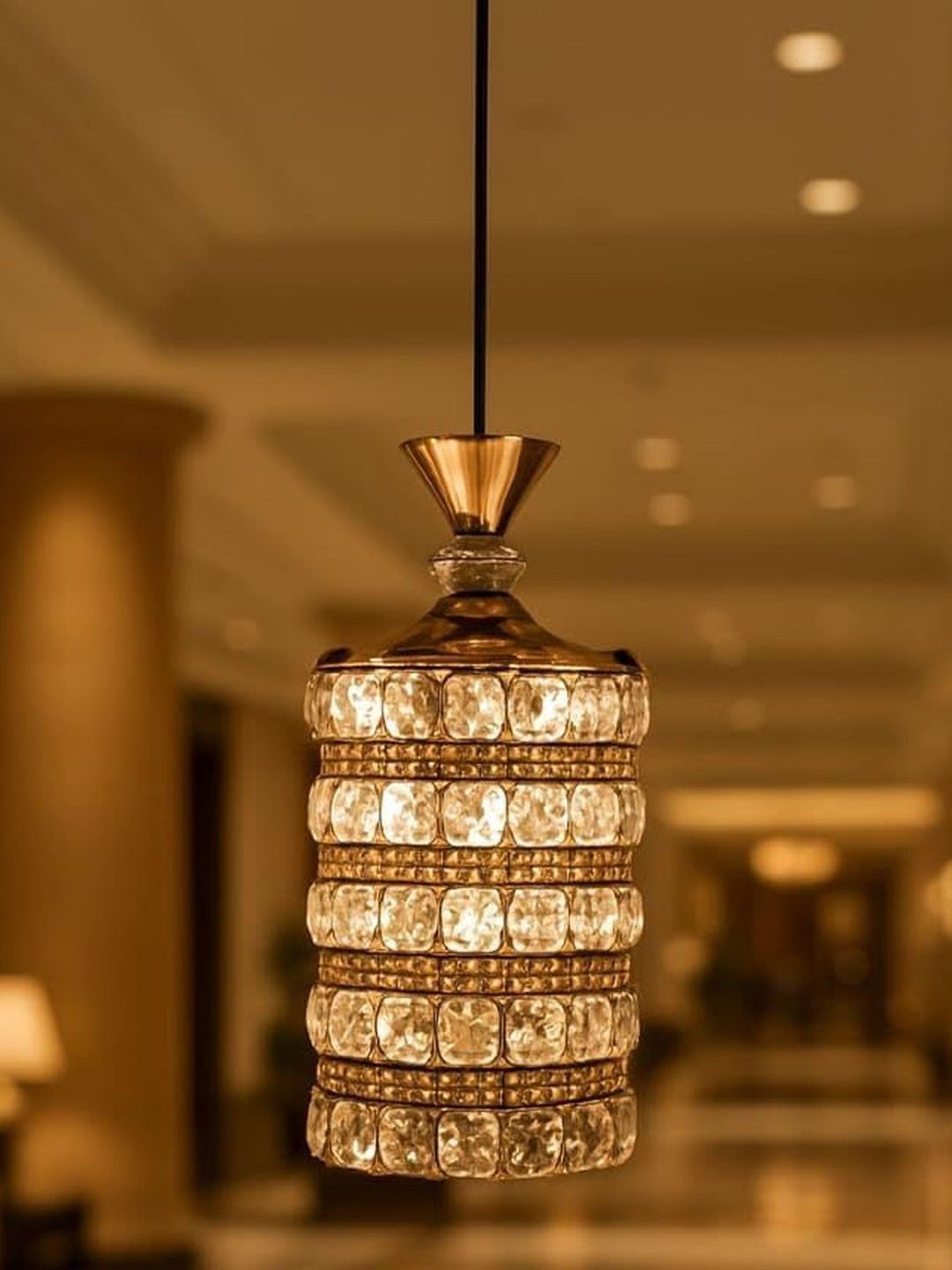 OJIT LIGHT DECORATION Gold-Toned & Gold-Toned Textured Contemporary Ceiling Lamp-picture-13