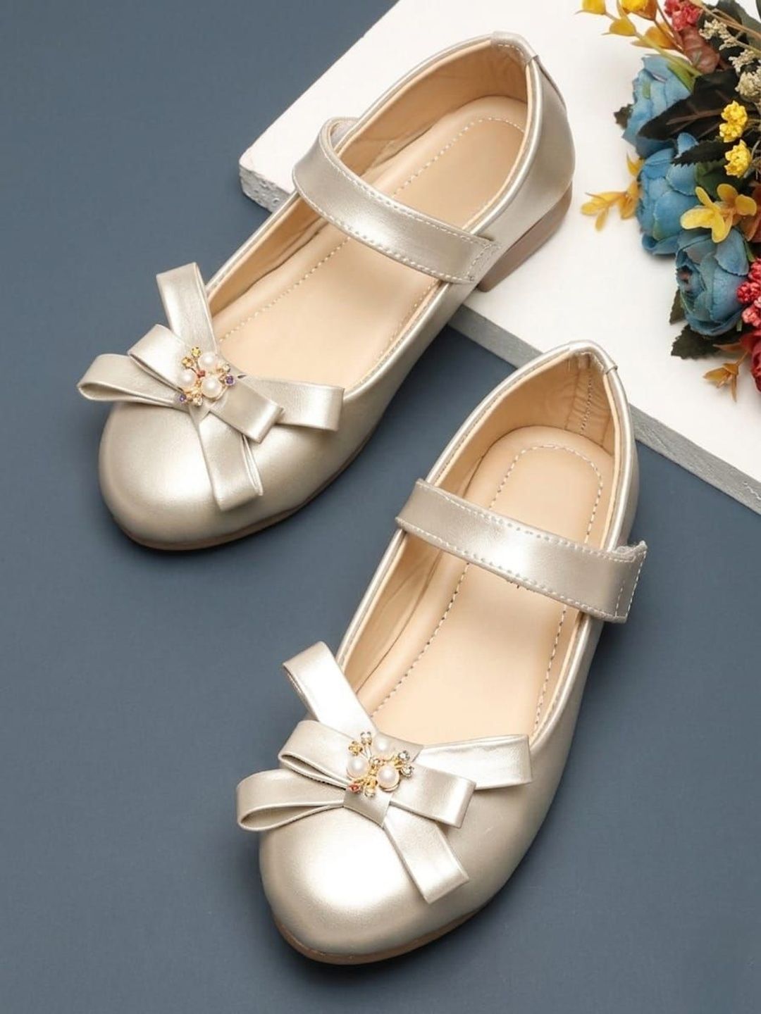 Dripteen Girls Bow Embellished Ballerinas-picture-18