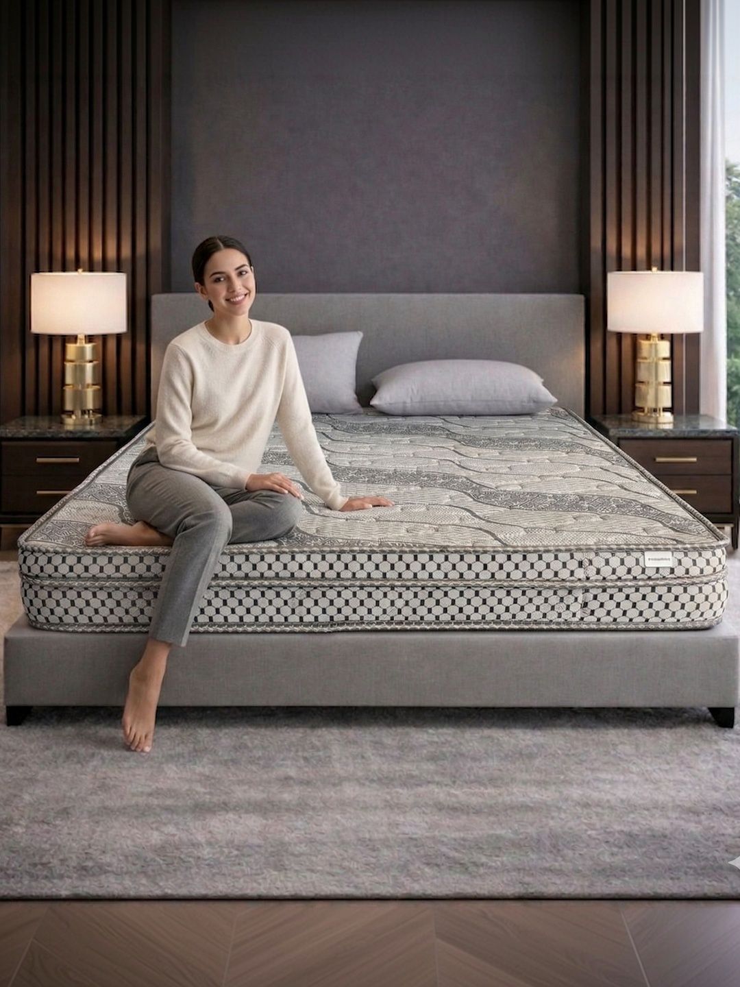 COZY CUB Grey Printed Sag Resistant High Density Foam Side Sleepers Single Mattress-image-23