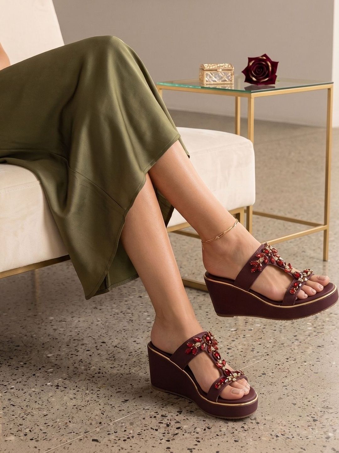 Anouk Embellished Party Wedge Sandals-picture-28