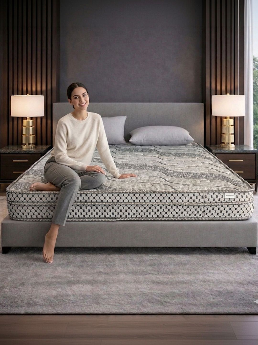 COZY CUB Grey Printed Sag Resistant High Density Foam Side Sleepers Single Mattress-image-21