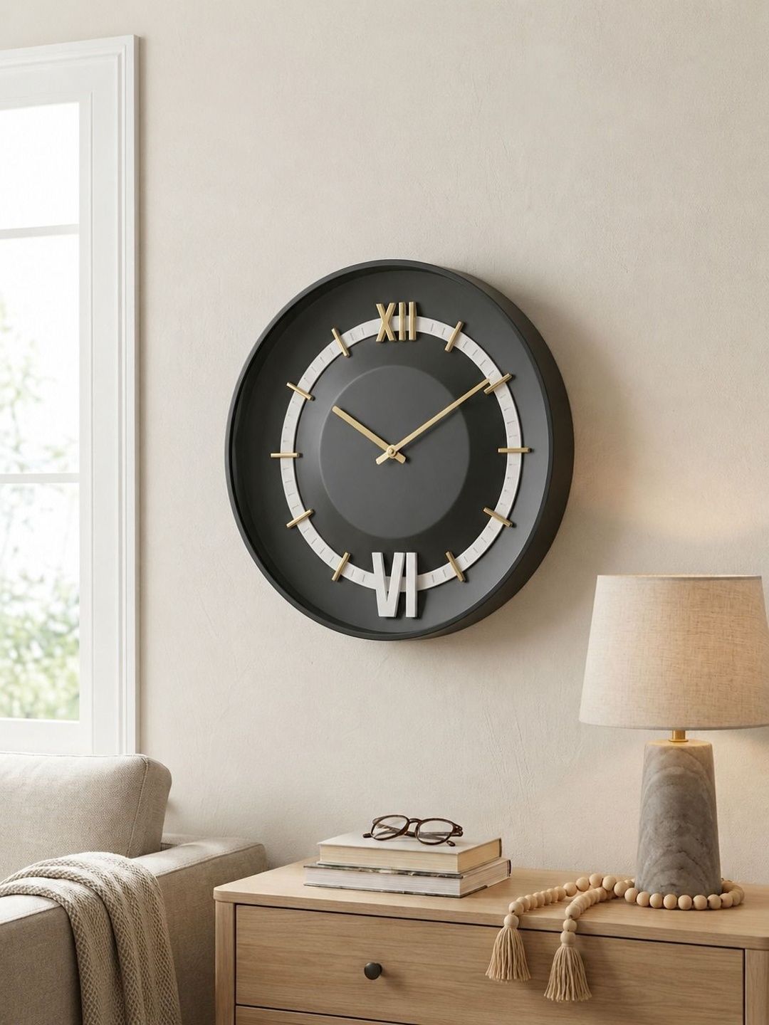 EXIM DECOR Black & Black Wall Clock-image-36