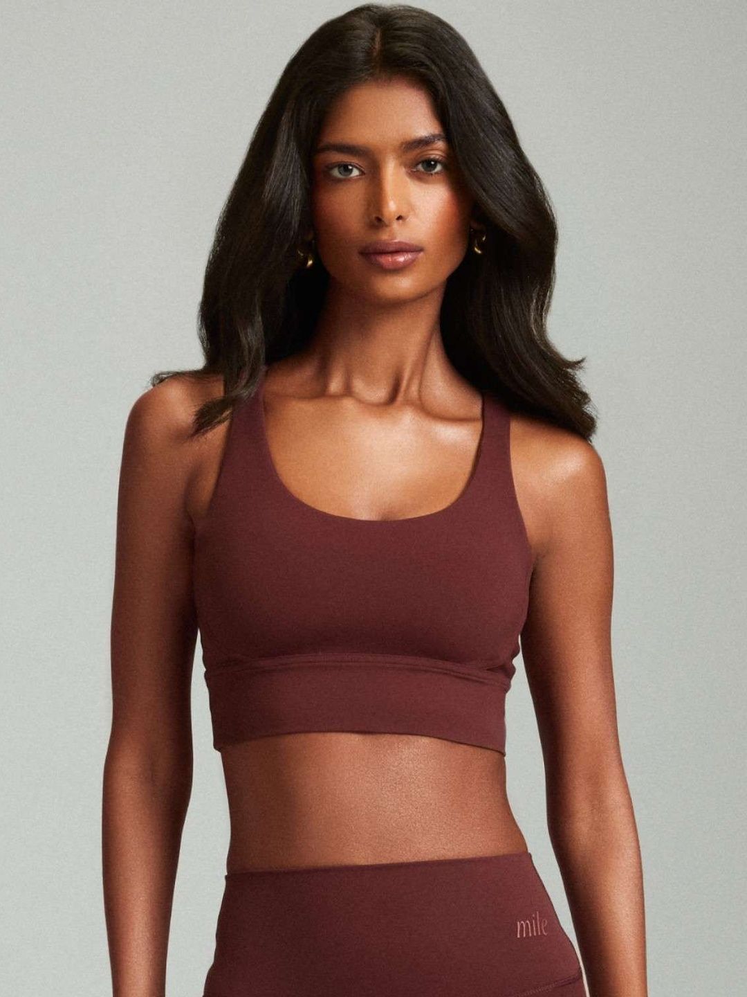 Mile Collective Maroon OnTheGo Cross Back Sports Bra-picture-33