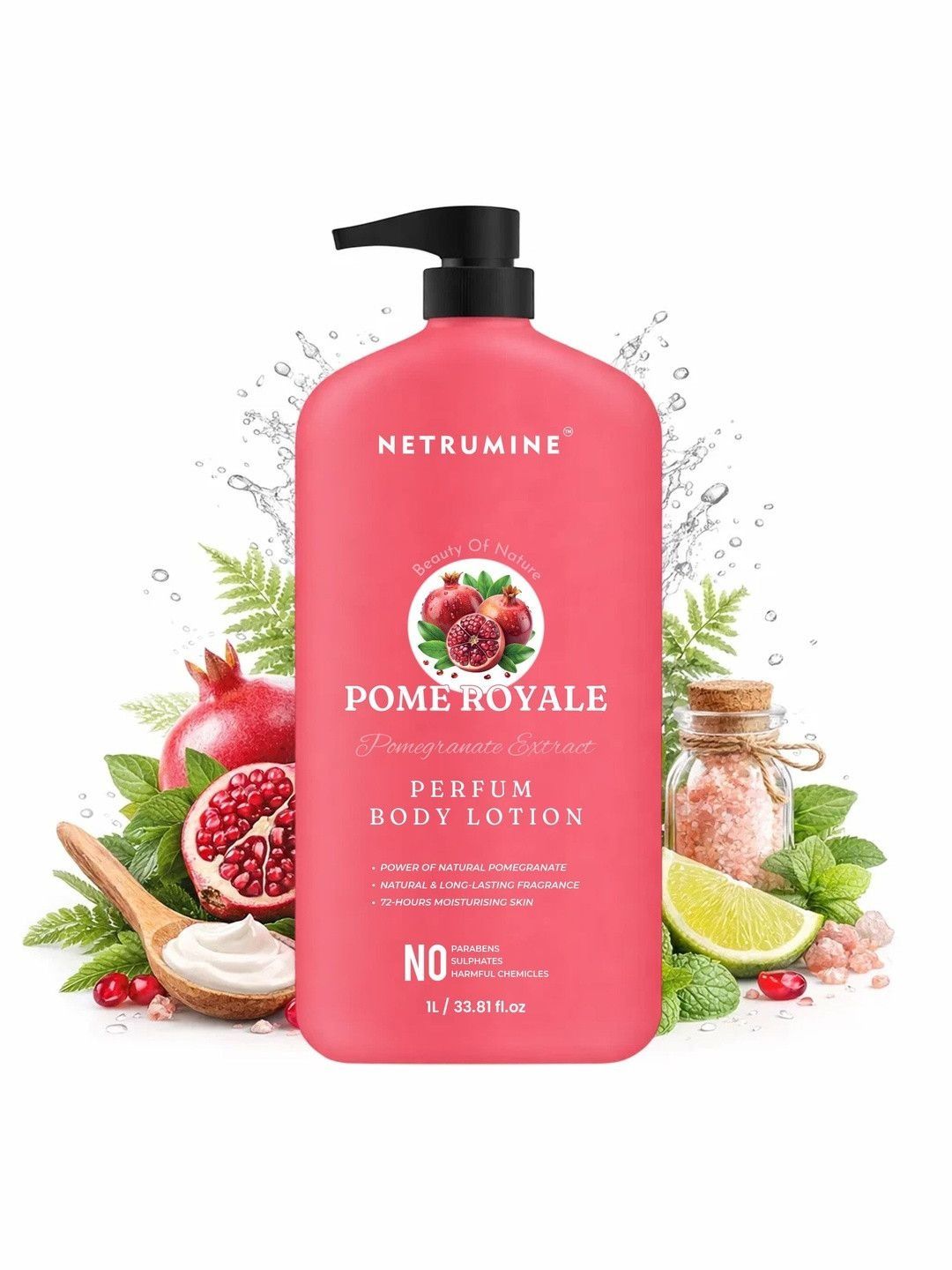 NETRUMINE Pome Royale Pomegranate Perfume Body Lotion Smooth & Glowing Skin - 1L-image-33