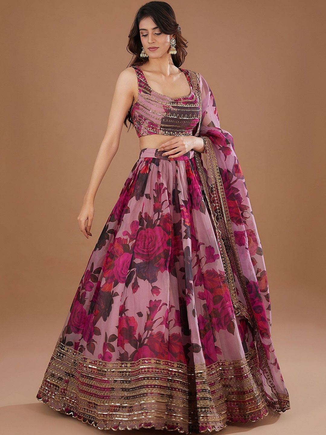 BAESD Printed Sequinned Semi-Stitched Lehenga & Blouse With Dupatta-image-35