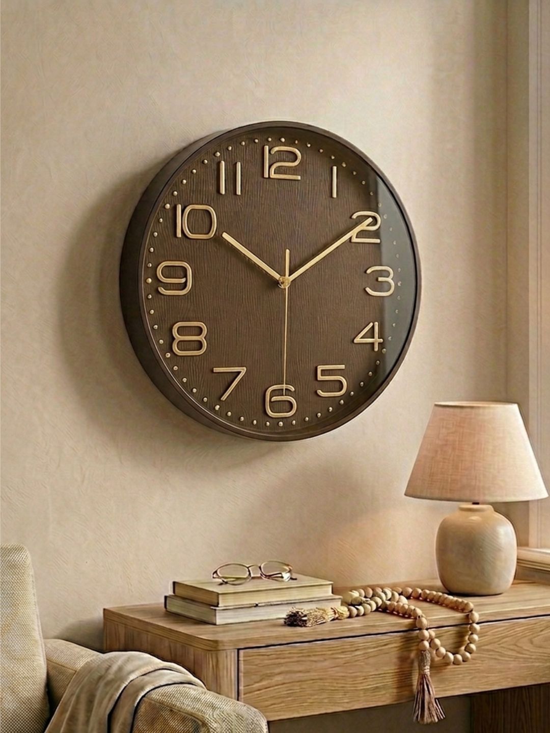 EXIM DECOR Camel Brown & Brown Textured Wall Clock-image-11